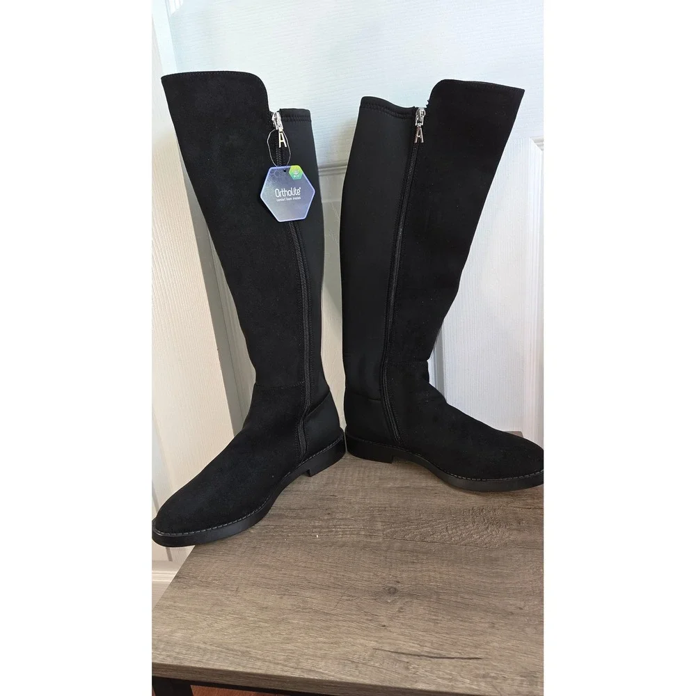 Aerosoles Tierra Womens Black Tall Stretch Knee High Boots A1317 Size 7M